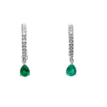 Load image into Gallery viewer, 18ct White Gold, Emerald & Diamond Earrings
