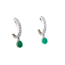 Load image into Gallery viewer, 18ct White Gold, Emerald & Diamond Earrings