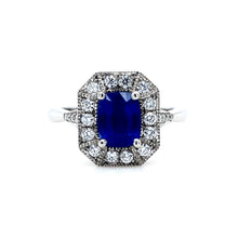Load image into Gallery viewer, Platinum, 1.37ct Sapphire & Diamond Cluster Ring