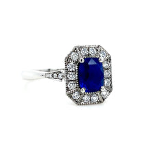Load image into Gallery viewer, Platinum, 1.37ct Sapphire & Diamond Cluster Ring