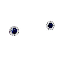 Load image into Gallery viewer, 18ct White Gold, 0.74ct Sapphire & Diamond Cluster Earrings