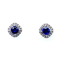Load image into Gallery viewer, 18ct White Gold, 0.74ct Sapphire & Diamond Cluster Earrings