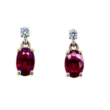 Load image into Gallery viewer, 9ct Yellow & White Gold, 1.04ct Ruby & Diamond Earrings