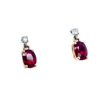 Load image into Gallery viewer, 9ct Yellow & White Gold, 1.04ct Ruby & Diamond Earrings