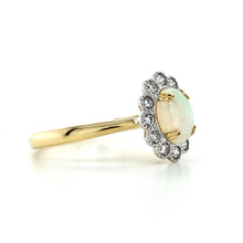 Load image into Gallery viewer, 18ct Yellow Gold & 18ct White Gold, 0.54ct Opal & Diamond Cluster Ring
