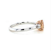 Load image into Gallery viewer, 18ct Red Gold & 18ct White Gold, 0.65ct Morganite & Diamond Trilogy Ring