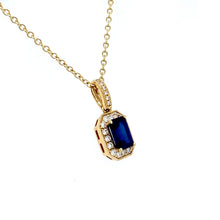 Load image into Gallery viewer, 18ct Yellow gold, 0.79ct Sapphire & Diamond Cluster Pendant