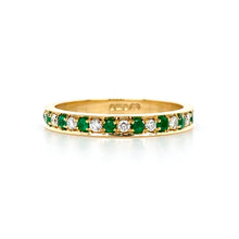 Load image into Gallery viewer, 18ct Yellow Gold, Emerald & Diamond Eternity Ring