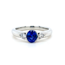 Load image into Gallery viewer, Platinum, 0.86ct Sapphire & Diamond Trilogy Ring