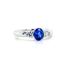 Load image into Gallery viewer, Platinum, 0.86ct Sapphire & Diamond Trilogy Ring