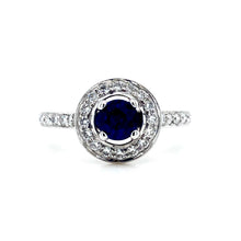 Load image into Gallery viewer, 18ct White Gold, 0.50ct Sapphire and Diamond Cluster Ring
