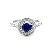 Load image into Gallery viewer, 18ct White Gold, 0.50ct Sapphire and Diamond Cluster Ring
