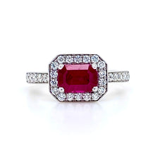 Load image into Gallery viewer, 18ct White Gold, 1.27ct Ruby & Diamond Cluster Ring