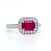 Load image into Gallery viewer, 18ct White Gold, 1.27ct Ruby & Diamond Cluster Ring