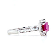 Load image into Gallery viewer, 18ct White Gold, 1.27ct Ruby & Diamond Cluster Ring