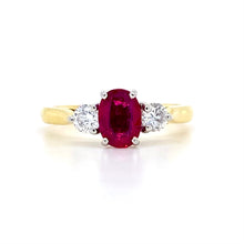 Load image into Gallery viewer, 18ct Yellow & White Gold, 0.83ct Ruby & Diamond Ring