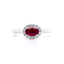 Load image into Gallery viewer, 18ct White Gold, 0.56ct Ruby & Diamond Cluster Ring