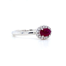 Load image into Gallery viewer, 18ct White Gold, 0.56ct Ruby & Diamond Cluster Ring