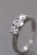 Load image into Gallery viewer, Platinum, 0.90tcw F SI1 Mined Diamond Trilogy Ring