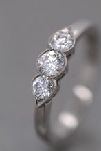 Load image into Gallery viewer, Platinum, 0.56ct Mined Diamond Trilogy Ring