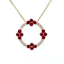Load image into Gallery viewer, 18ct Yellow Gold, 0.99ct Ruby & Diamond Wreath Pendant