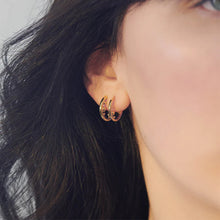 Load image into Gallery viewer, Stellar Orb Huggie Hoop Earrings, Goldplate
