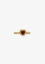 Load image into Gallery viewer, Adjustable Electric Love Mini Garnet Heart Ring, Goldplate