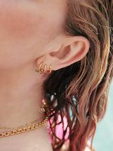 Load image into Gallery viewer, Watermelon T-Bar Huggie Hoop Earrings, Goldplate