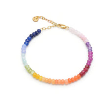 Load image into Gallery viewer, Rainbow Quartz Happy Face Gemstone Bracelet, Goldplate