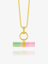 Load image into Gallery viewer, Watermelon Medium T-Bar Necklace, Goldplate
