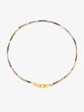 Load image into Gallery viewer, Watermelon Tourmaline Bead Necklace, Goldplate