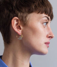 Load image into Gallery viewer, Spring Posy Bee Fine Hoop Earrings, Silver & Goldplate