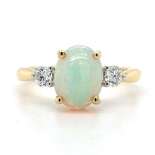 Load image into Gallery viewer, 18ct Yellow Gold, 1.10ct Opal & Diamond Trilogy Ring
