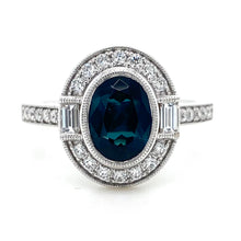 Load image into Gallery viewer, 18ct White Gold, 1.30ct Indicolite Tourmaline & Diamond Cluster Ring