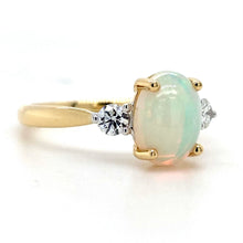Load image into Gallery viewer, 18ct Yellow Gold, 1.10ct Opal & Diamond Trilogy Ring