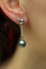 Load image into Gallery viewer, 18ct White Gold, Diamond & Tahitian Pearl Drop Earrings