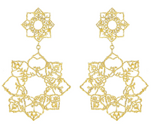 Load image into Gallery viewer, Two Blooms Drop Earrings, 9ct Yellow Gold