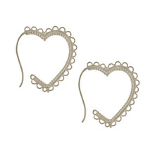 Load image into Gallery viewer, Lace-Edged Heart Hoop Earrings, Sterling Silver