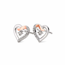 Load image into Gallery viewer, Forever Yours Kiss Studs with Zircon, Sterling Silver &amp; Welsh Gold
