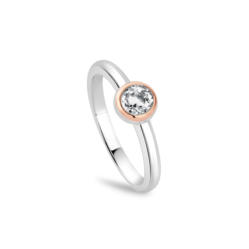 Celebration Single Stone Ring with Topaz, Sterling Silver & Welsh Gold