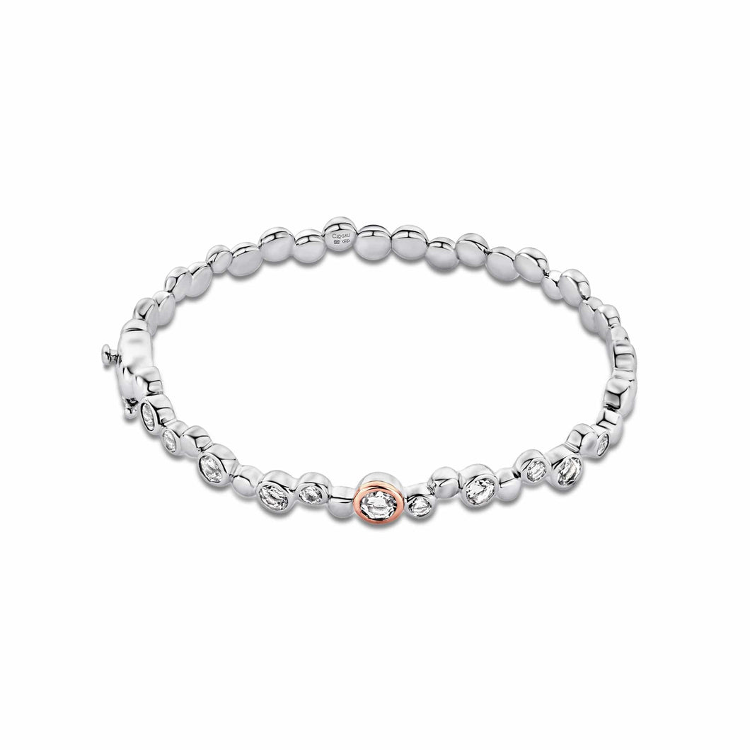 Celebration Bangle with Topaz, Sterling Silver & Welsh Gold