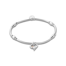 Load image into Gallery viewer, Paw Prints Heart Bracelet with Topaz, Sterling Silver &amp; Welsh Gold
