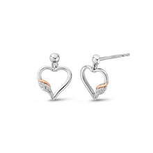 Load image into Gallery viewer, Past Present Future® Heart Earrings with Topaz, Sterling Silver &amp; Welsh Gold

