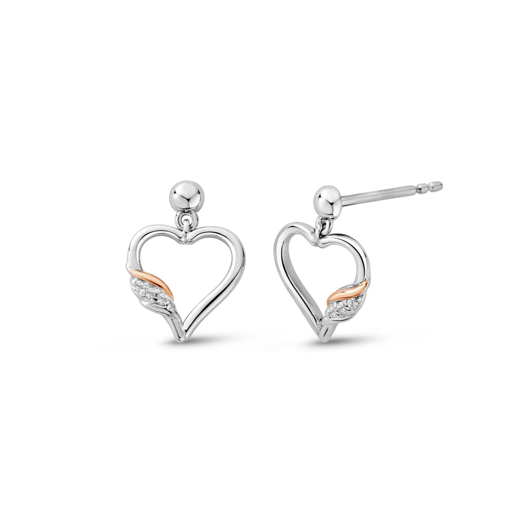 Past Present Future® Heart Earrings with Topaz, Sterling Silver & Welsh Gold