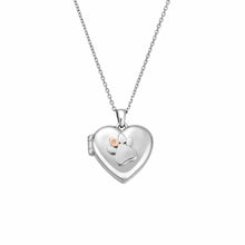 Load image into Gallery viewer, Paw Prints Locket with Topaz, Sterling Silver &amp; Welsh Gold
