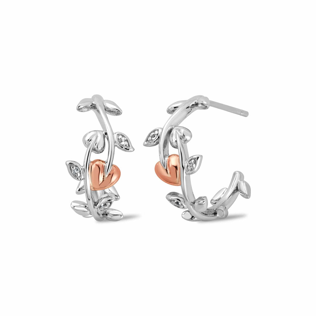 Tree of Life® Vine Half-Hoop Earrings with Topaz, Sterling Silver & Welsh Gold