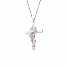 Load image into Gallery viewer, Tree of Life® Vine Cross Pendant with Topaz, Sterling Silver &amp; Welsh Gold
