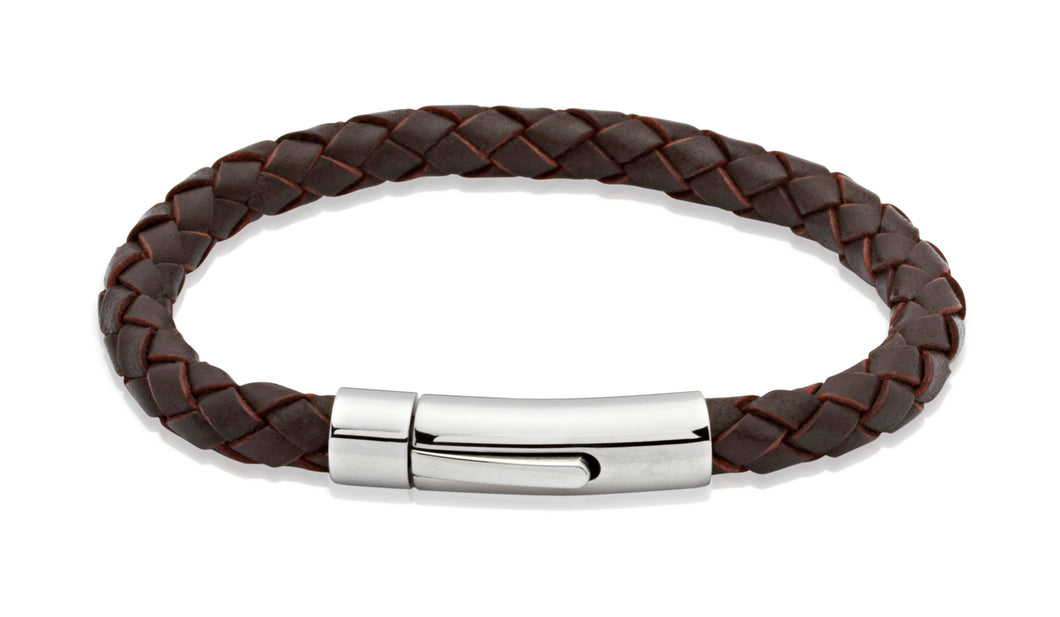 Dark Brown Braided Leather Bracelet