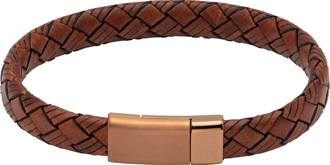 Cognac Leather Bracelet Magnetic Clasp