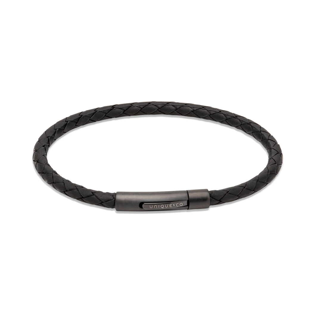Slim Black Leather Bracelet